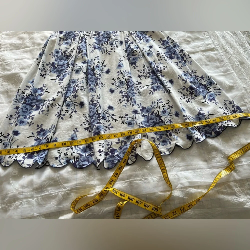 For Cynthia XL White w/Blue Floral Print Sleeveless MidAxi Dress - Picture 12 of 14